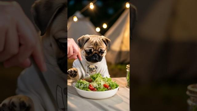 Pug puppy's first try. （AI Pug 44） #pug #cute #パグ  #퍼그  #哈巴狗  #aipug #taskpug
