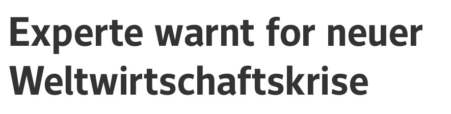 Screenshot einer Schlagzeile von Web.de: Experte warnt for [sic!] neuer Weltwirtschaftskrise