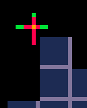 A sort of cross falling from a ledge