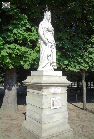 Highly romantised white marble statue of Blanche of Castile in Paris.