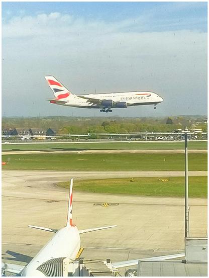 A BA A380 about to leave at Heathrow airport.