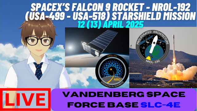 Daniel Suguwa, an indie VTuber, showing the thumbnail for the stream of SpaceX's Falcon 9 Block 5 rocket - Starshield NROL-57 mission (USA-487 - USA-507) launch mission.