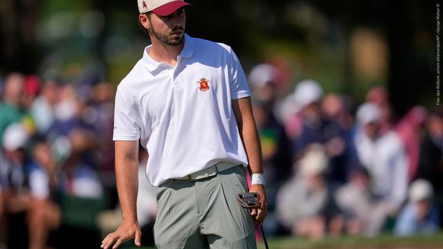 US Masters, Einzel, Herren, 2. Runde, Der Spanier Jose Luis Ballester reagiert, nachdem er am zweiten Loch einen Putt verpasst hat. (Foto: dpa Bildfunk, picture alliance/dpa/AP | George Walker IV)