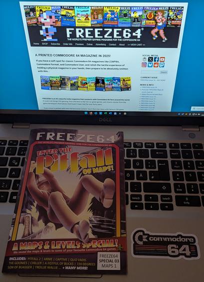 Photo of the special issue number 3 of the C64 magazine FREEZE64 with a hand-drawn Pitfall cover.