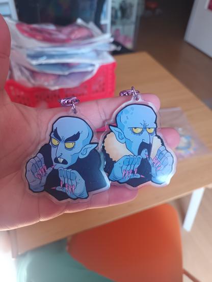 Photo of a Count Orlok (Nosferatu) with stiletto nails keychain