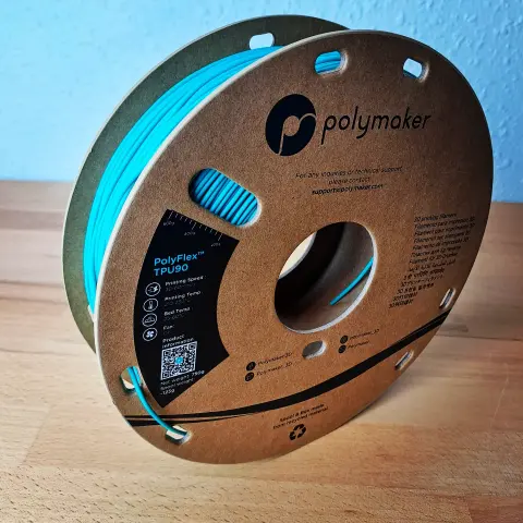 Bobine de filament TPU 90A Polyflex de chez Polymaker en bleu turquoise