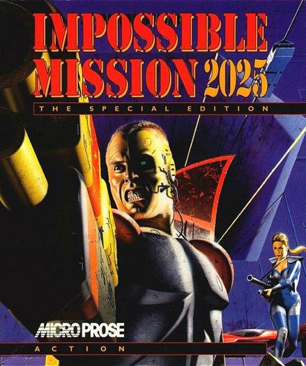 A threatening cyborg looking grim. In the small corner, a woman with a big gun.