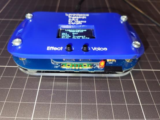 The Luminiferous Theremin Kit is a audio synthesiser musical instrument controlled by two laser time of flight sensors.

These control Volume and pitch in a similar way to a traditional theremin with no contact to the instrument whatsoever.

&nbsp;