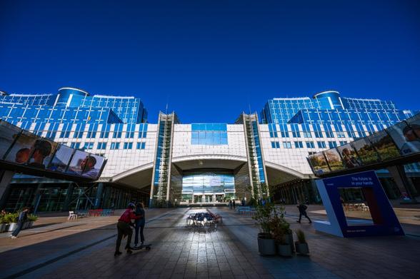 Wide shot of the European Parliament building, Brussels, Belgium 
Captured by Komeil Karimi