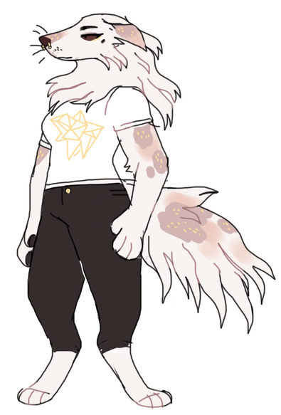 A digital drawing of an anthropomorphic borzoi.