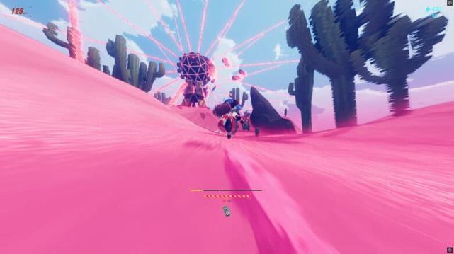 Screenshot aus dem Spiel "Haste". Es zeigt ein Level in der Wüste.