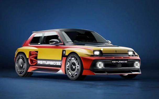 New Renault 5 in red and yellow.