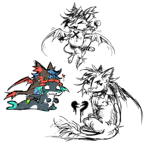 emo style doodles of a dragon creature