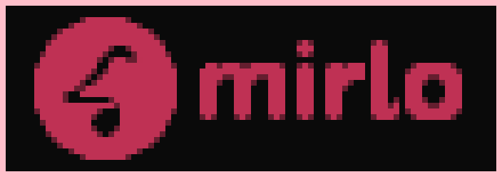 A low resolution banner. There's an icon of a red circle with what seems to be a bird or a musical note. Next to it, there's red text that reads "mirlo". The background is almost black.