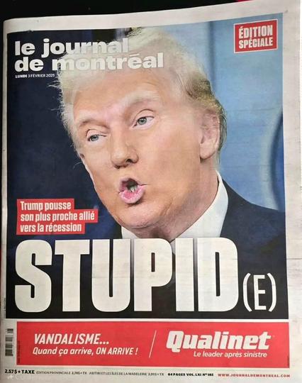 Cover page "Le Journal de Montréal", 3 février 2025