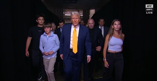 Donald Trump was joined by three of his grandchildren as they attended the UFC fight night