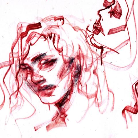 Calligraphy sketch of an androgynous person