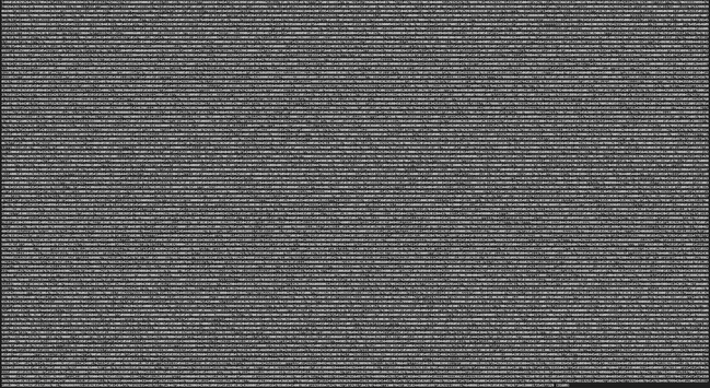 Screenshot of the 31689-digit prime number in its entirety. The white digits on the black background are so numerous it appears like TV static when zoomed out.