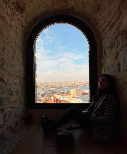 Girl with Istambul view in the background
