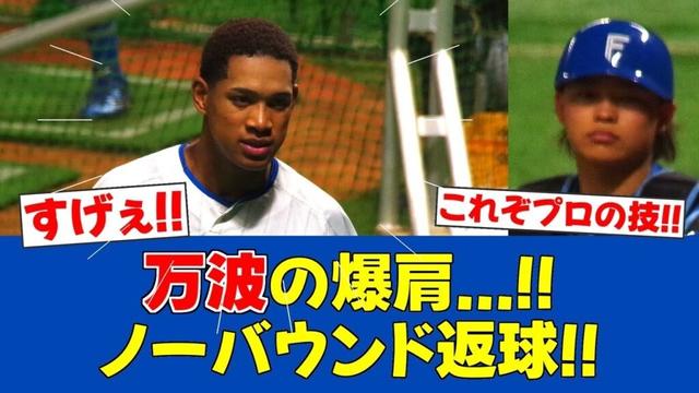 【返球バケモノ】万波中正、超人的ノーバウンド返球で得点阻止!!【日ハムファンの反応】【F速報】