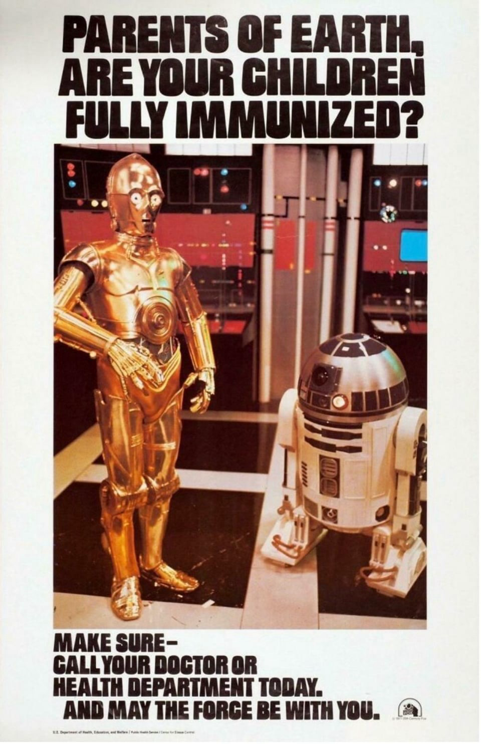This advertisement for getting your children vaccinated stars C3-PO an R2 D2