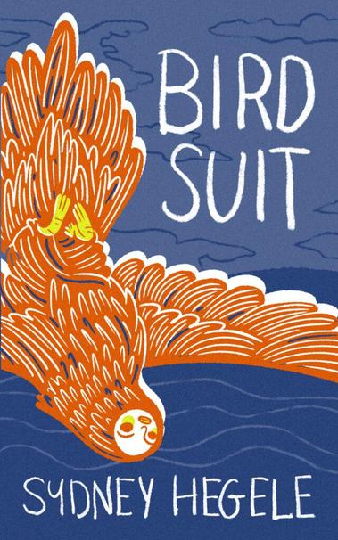 Cover of the novel Bird Suit, depicting a bird-person falling into a lake.