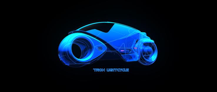 Digital rendering of "Flynns Lightcycle" from the movie Tron Legacy.