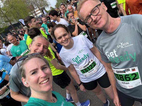 Some colleagues after the run in between lots of people celebrating their finish off the IJsselloop