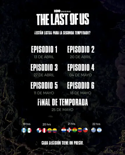 Fechas y Horarios episodios Temporada 2 de la serie The Last of Us.
Emite app Max y HBO.