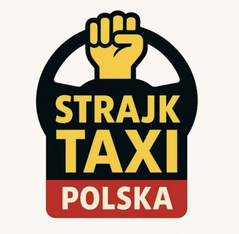 Logotyp Strajk TAXI Polska
zaciśnięta pięść na kierownicy