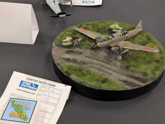 Diorama of a partly dismantled Japanese plane.