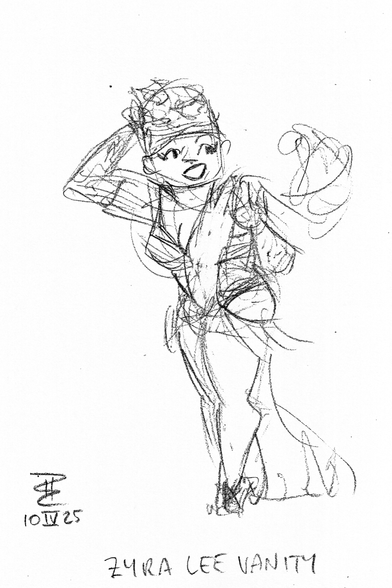 Pencil sketch of burlesque artist