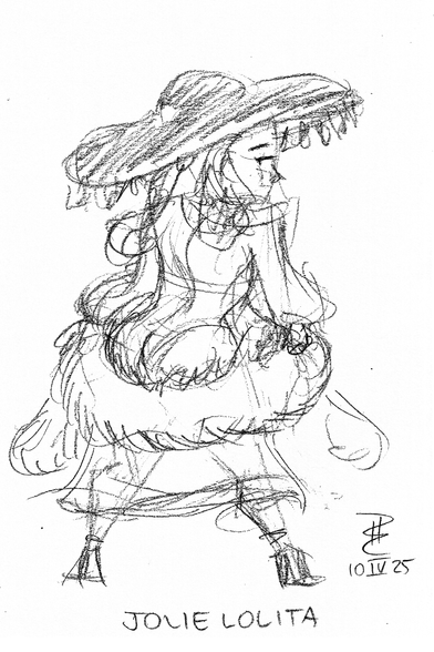 Pencil sketch of burlesque artist