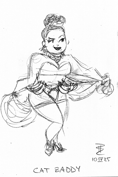 Pencil sketch of burlesque artist