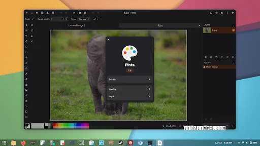 Screenshot of Pinta 3.0, a lightweight, open source image editor.
