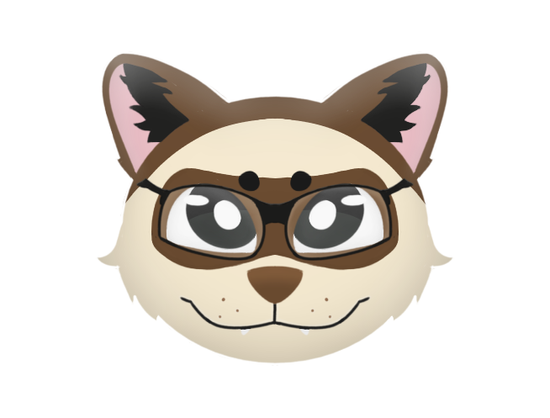 Tirlin, the adorable ferret. Lineless art of a cartoony ferret with glasses looking at the viewer. His fur is a duo creamy and brown, his eyes are gray with some brown. His snoot is brown and very boopable x3