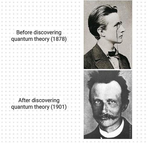 Max Planck before discovering quantum theory (1878) and after discovering quantum theory (1901)