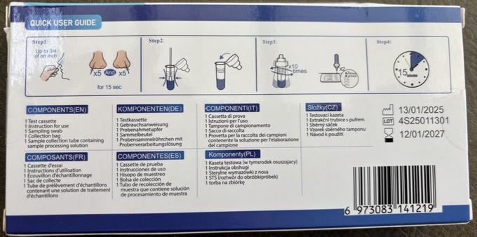 Verpackung Schnelltest Dvot Rückseite.