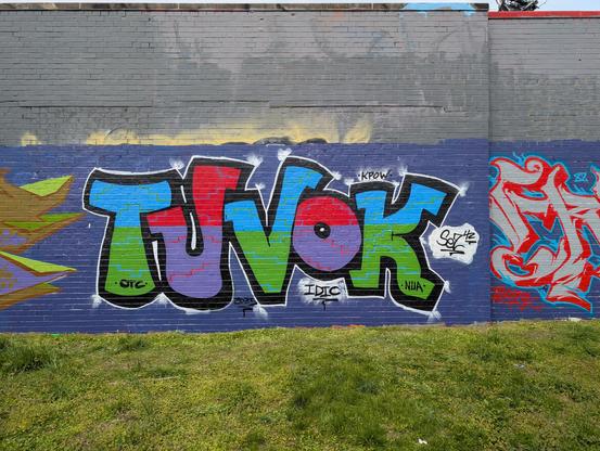 TUVOK painted on a wall.