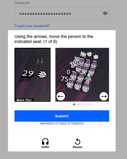 login CAPTHA from dropbox. stating I need to do 8 puzzles to login.