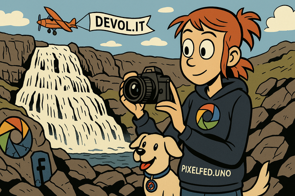 una ragazza fotografa la natura accanto a se