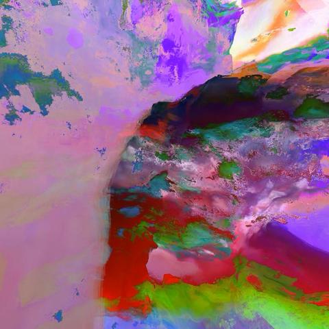 screengrabs from a digital video collage VJ set - colorful irridescent abstractions smudged out over mutating blob-like shapes.  each of the images is a variation on this.
