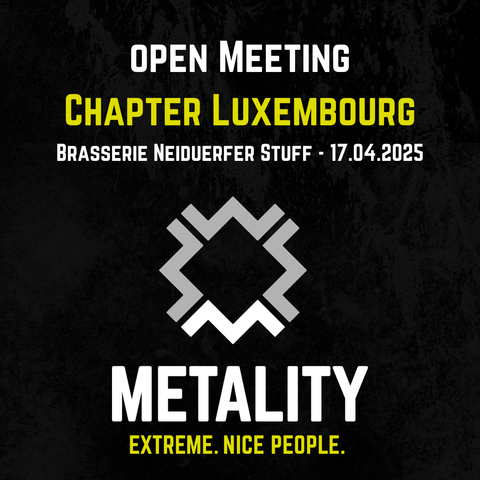 Grafik mit Text: Open Meeting. Chapter Luxembourg. Brasserie Neiduerfer Stuff (Neudorf/Luxemburg). 17.04.2025.