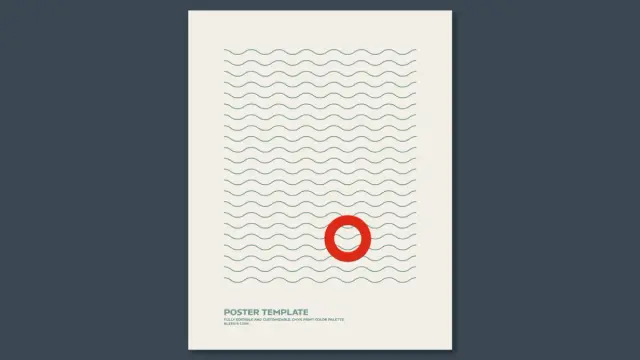 Download the Most Minimalist Summer Poster Design Template with Waves and a Lifebuoy as Editable Vector Graphic for Adobe Illustrator