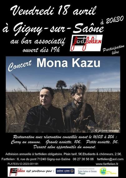Affiche avec la photo du groupe au centre assis dans la bruyère et les infos (idem celles notées dans le texte) écrites au dessus et dessous en blanc sur fond noir