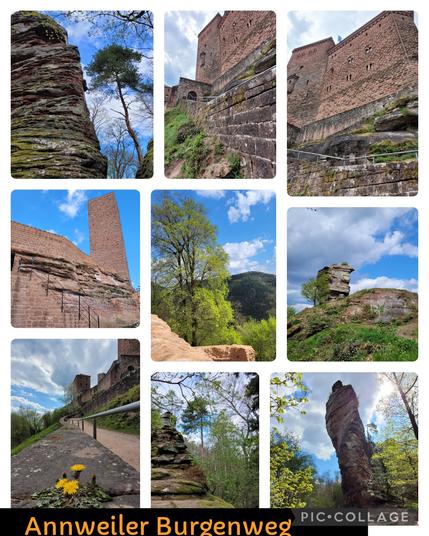 Collage 9 Bilder mit Felsen, Burgruinen