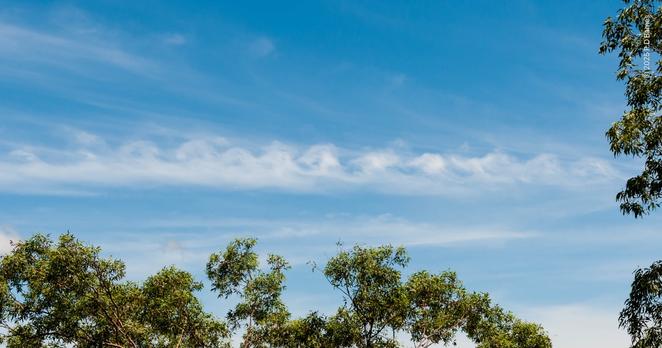 Clouds showing a repeated vortex pattern known as Kelvin-Helmholtz vortices, similar to an Art Nouveau frieze pattern. Nitmiluk, Northern Territory.