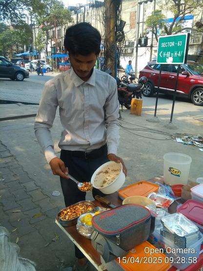 Vikas serving us the yummy sprouts