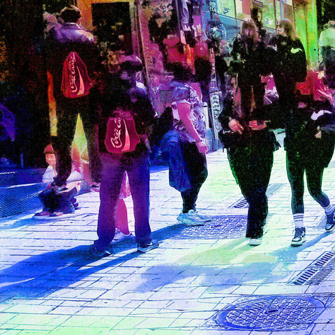 Barcelona digital edited multiple exposure street photography, made with the GNU Image Manipulation Program.