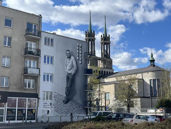 Mural by Bakcyl Studio in Warsaw (Poland) dedicated to Marek Hłasko, a Polish author and screenwriter